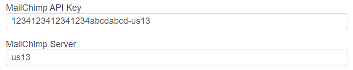 Mailchimp API Key Inputting Section